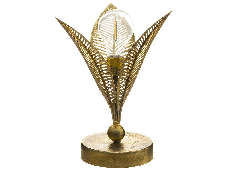 Lampe à Poser en Métal "Feuille" 24cm Or