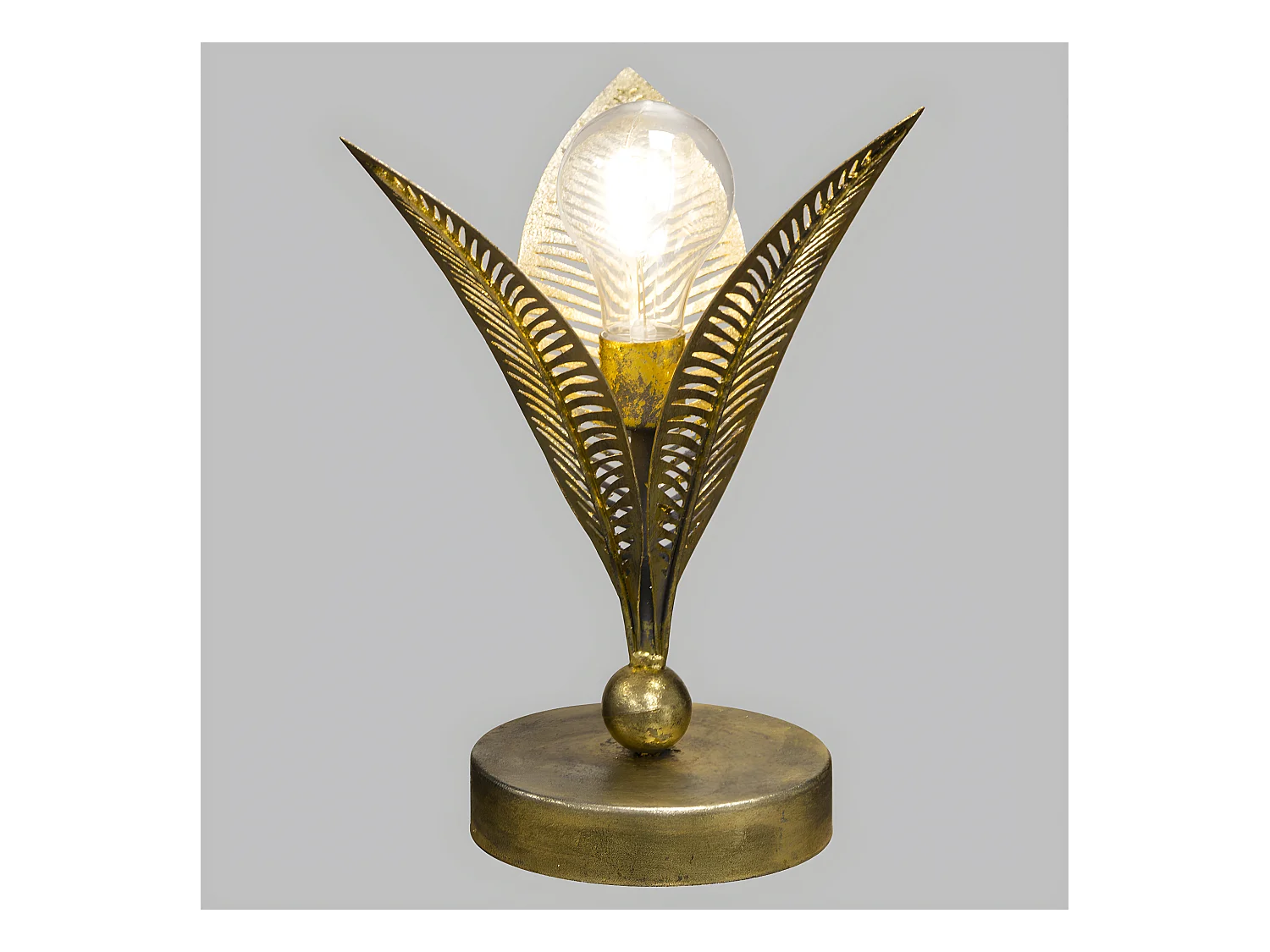 Lampe à Poser en Métal "Feuille" 24cm Or