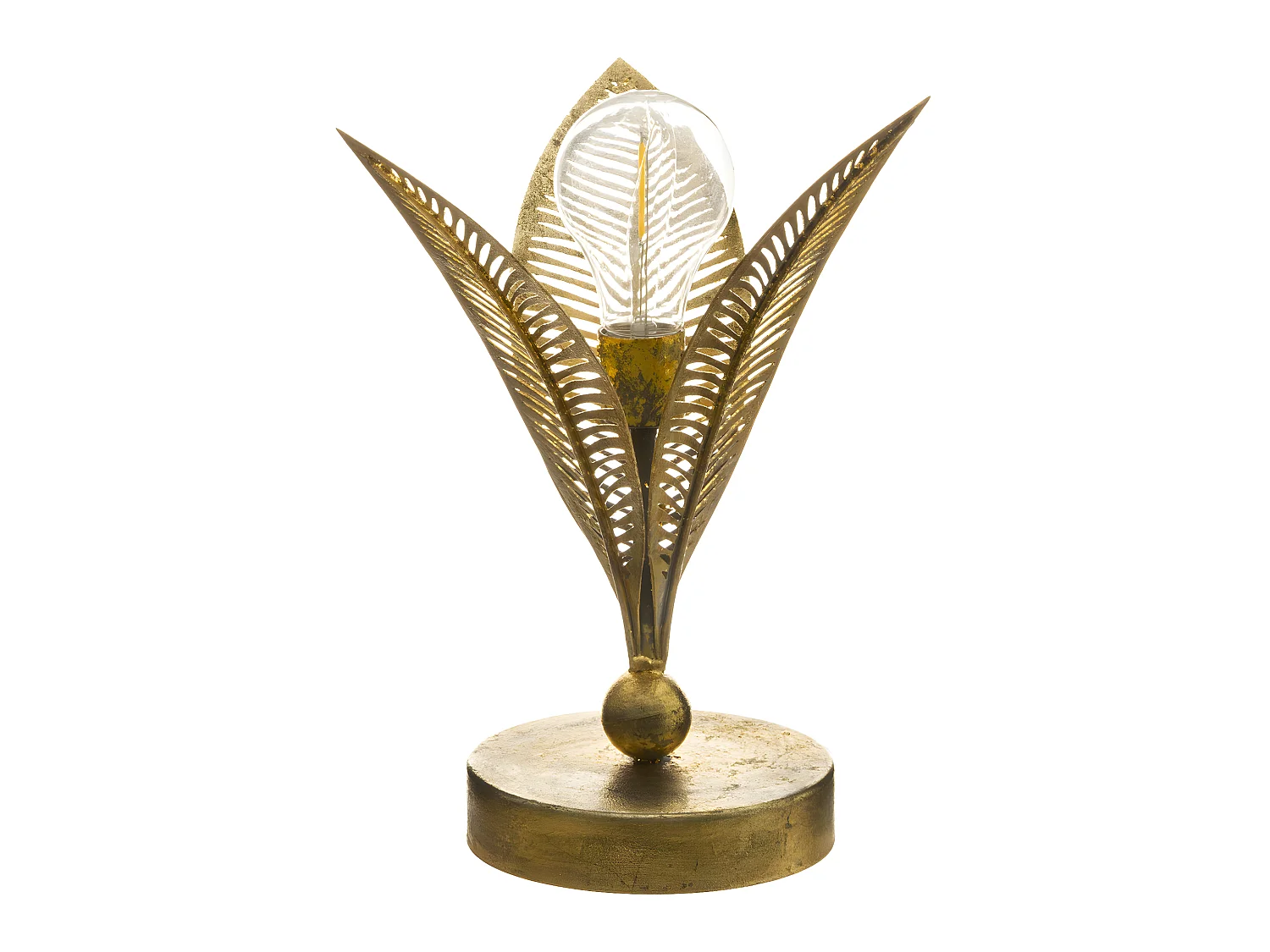 Lampe LED Feuille en Métal H24,5 Doré - ATMOSPHERA
