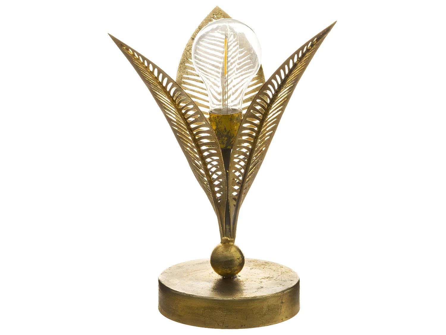 Lampe à Poser en Métal "Feuille" 24cm Or