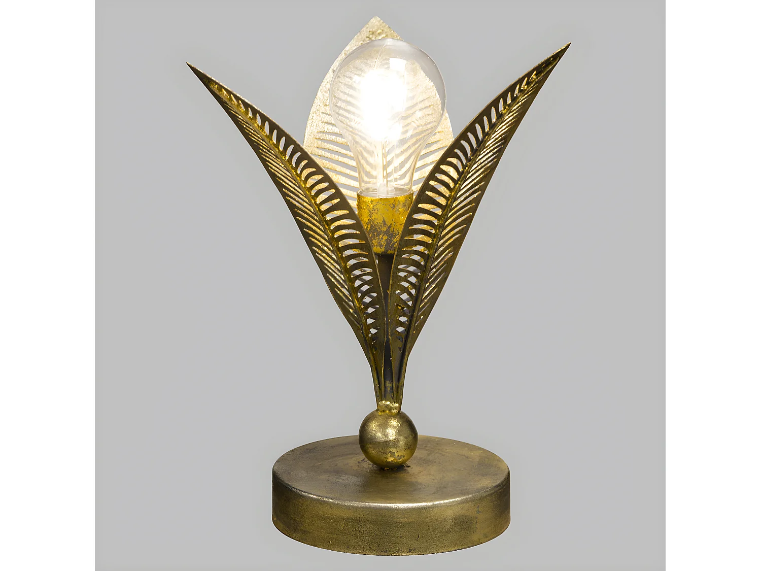 Lampe à Poser en Métal "Feuille" 24cm Or