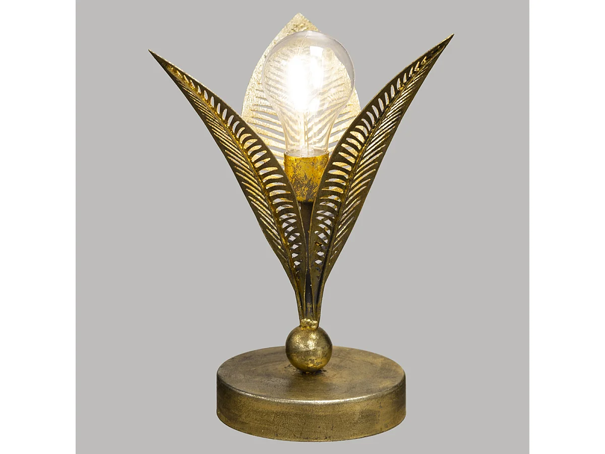 Lampe à Poser en Métal "Feuille" 24cm Or