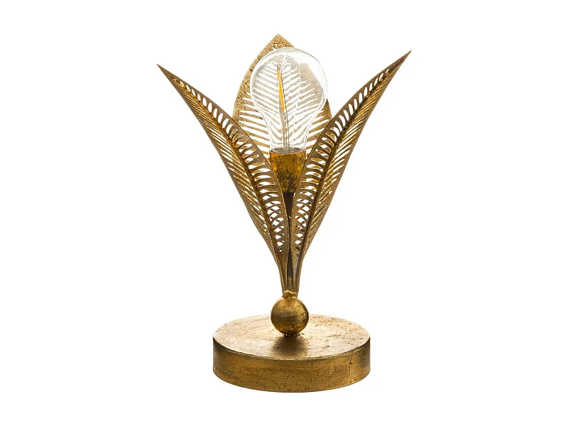 Lampe à Poser en Métal "Feuille" 24cm Or
