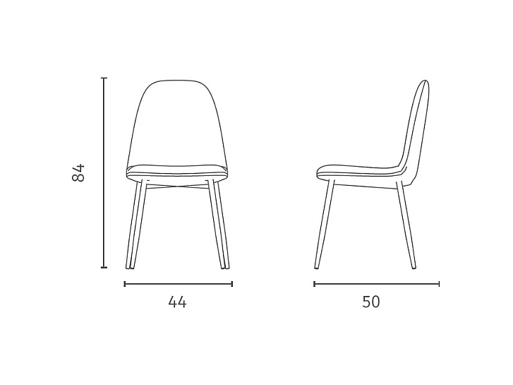 Silla de piel sintética 44 cm x 50 cm H. 84 cm 4 piezas