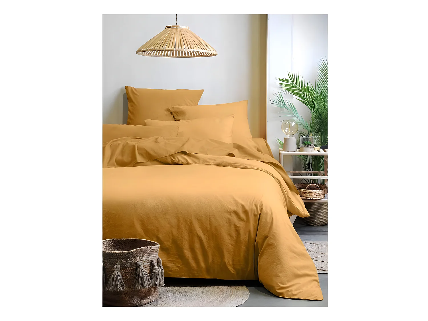 Einfarbiger Kissenbezug aus Bio-Baumwolle