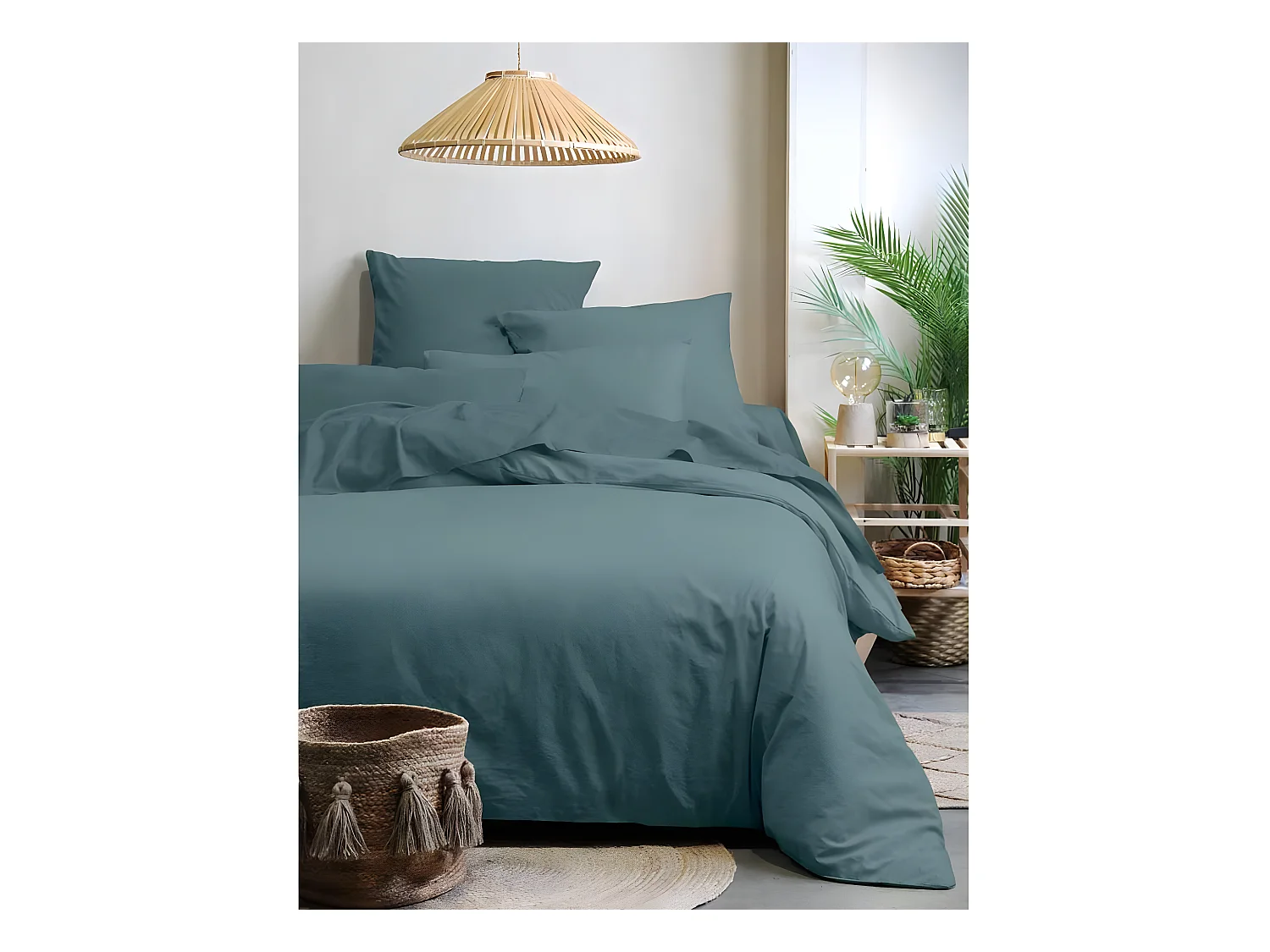 Einfarbiger Kissenbezug aus Bio-Baumwolle