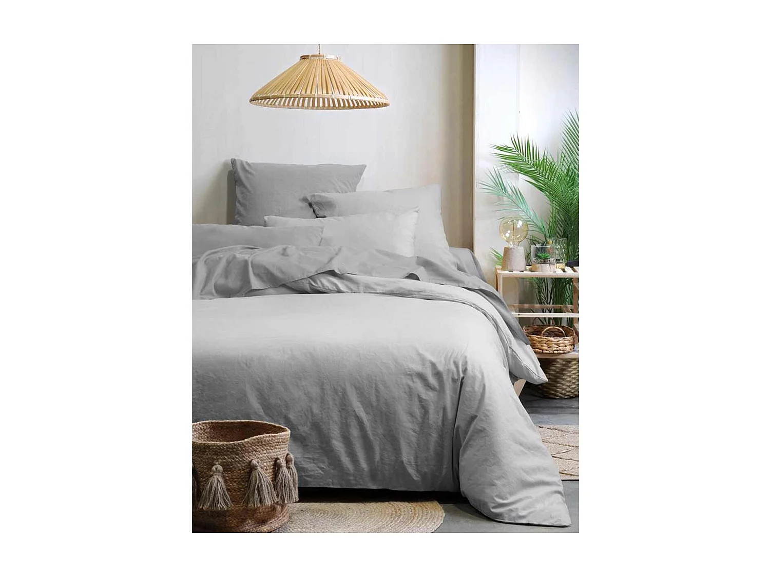 Einfarbiger Kissenbezug aus Bio-Baumwolle