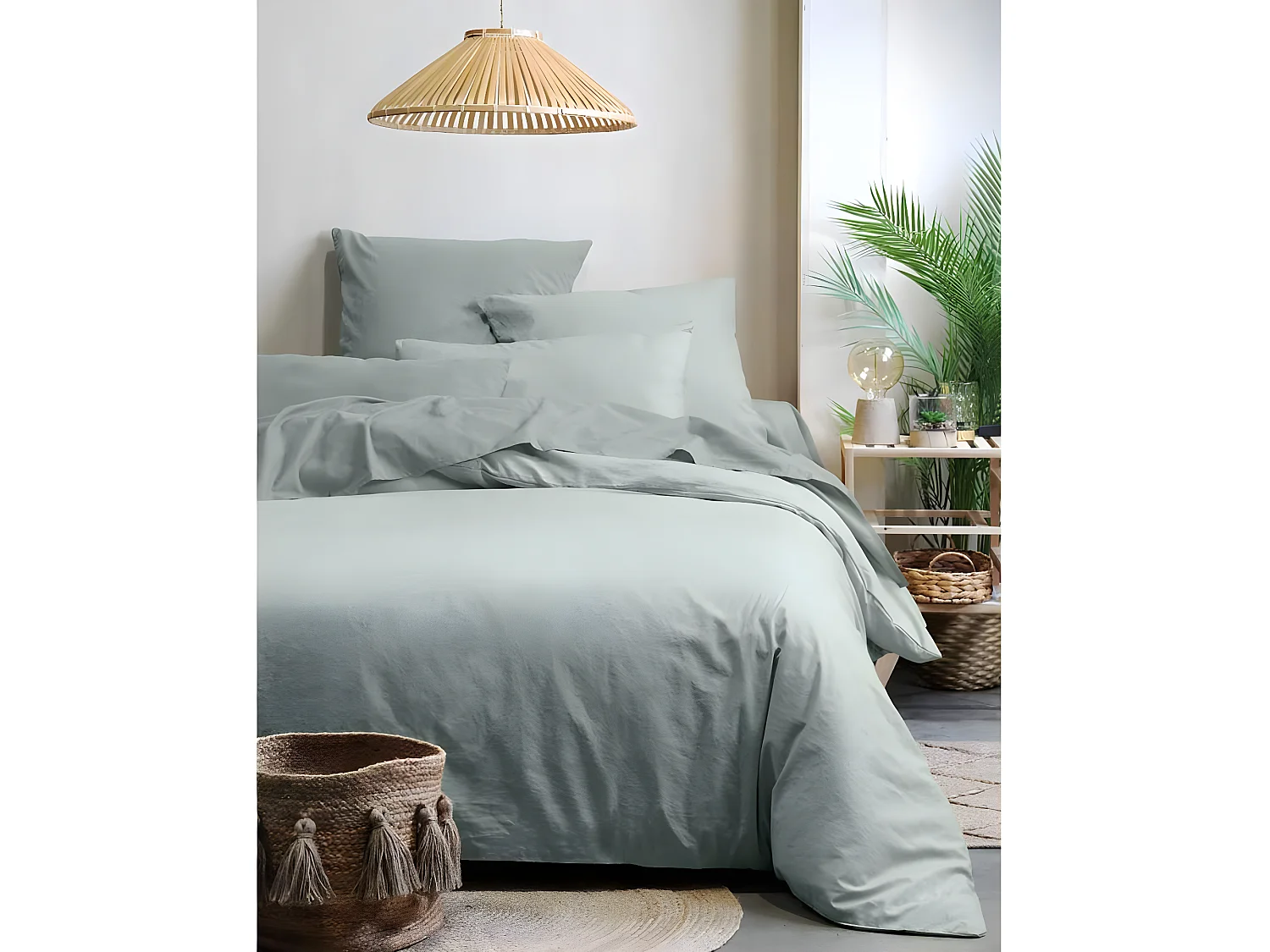 Une Taie d'oreiller Couleur Opaline en coton Bio