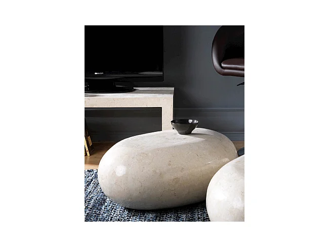 Sasso klein - Salontafel (50 x 75 x 27 uur) in beige fossiele steen