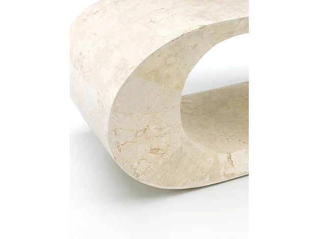 Soporte de TV Stones FS-004-WA 130x35x35cm base en piedra fósil de ágata blanca Estilo minimalista moderno Diseño que ahorra espacio