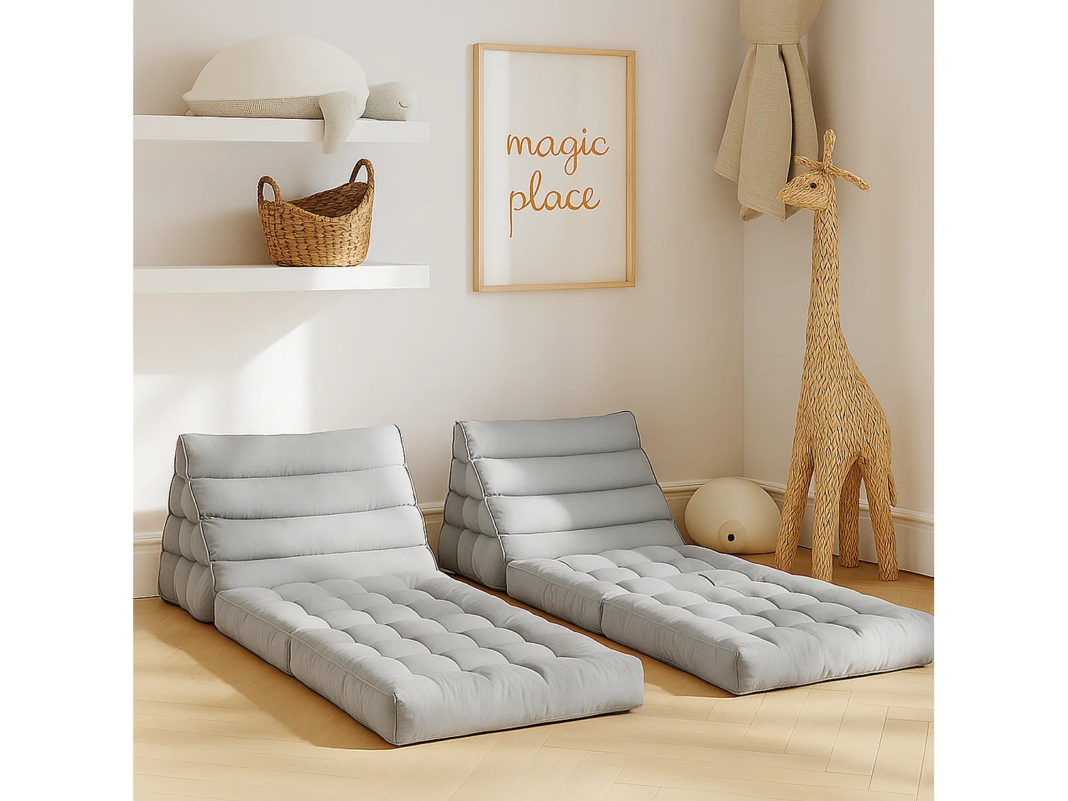 Pack de 2 colchones de suelo modulares gris claro PYRAMIDE - SACASA