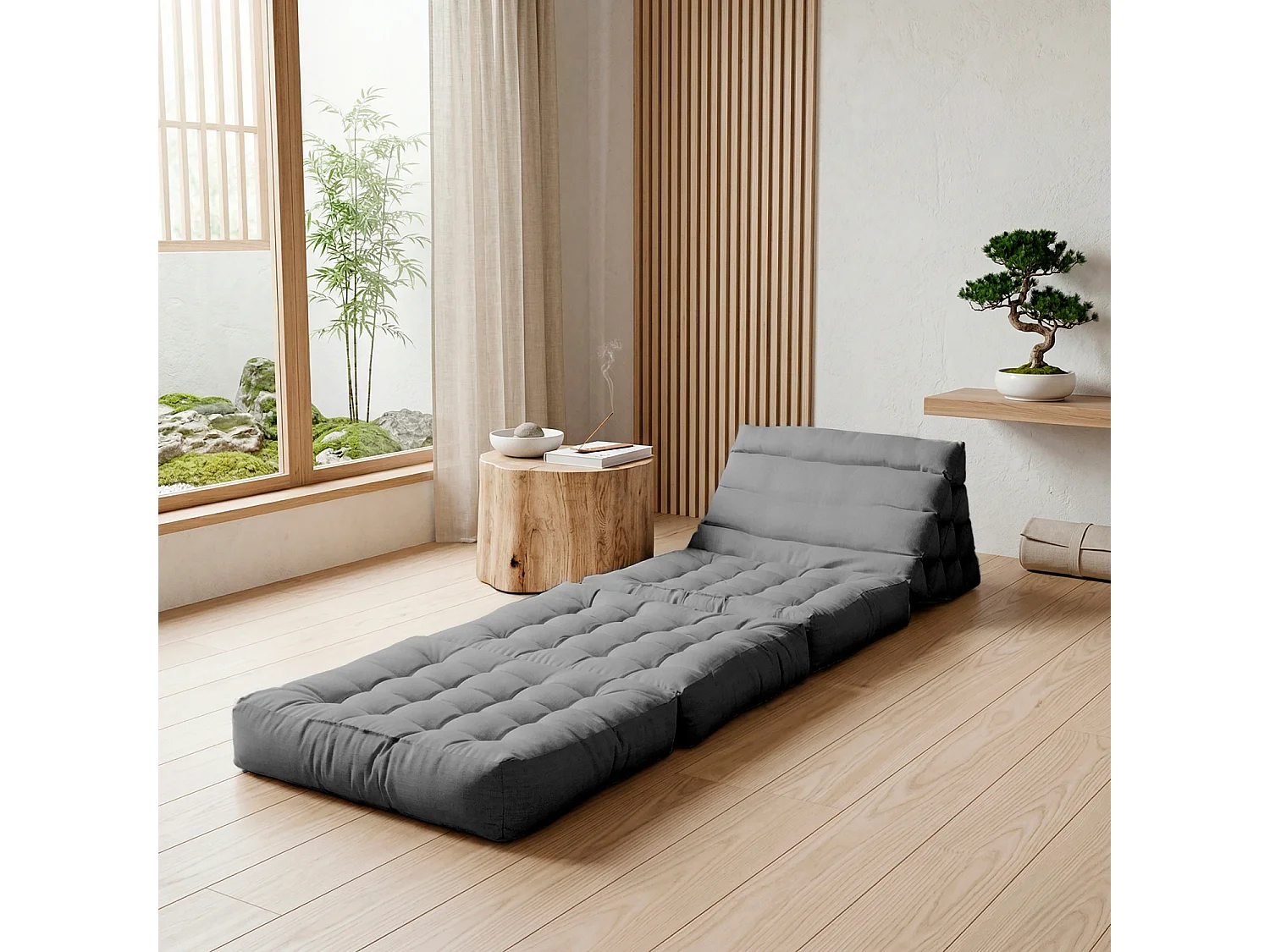 Matelas de sol modulaire 1 place en polyuréthane gris foncé