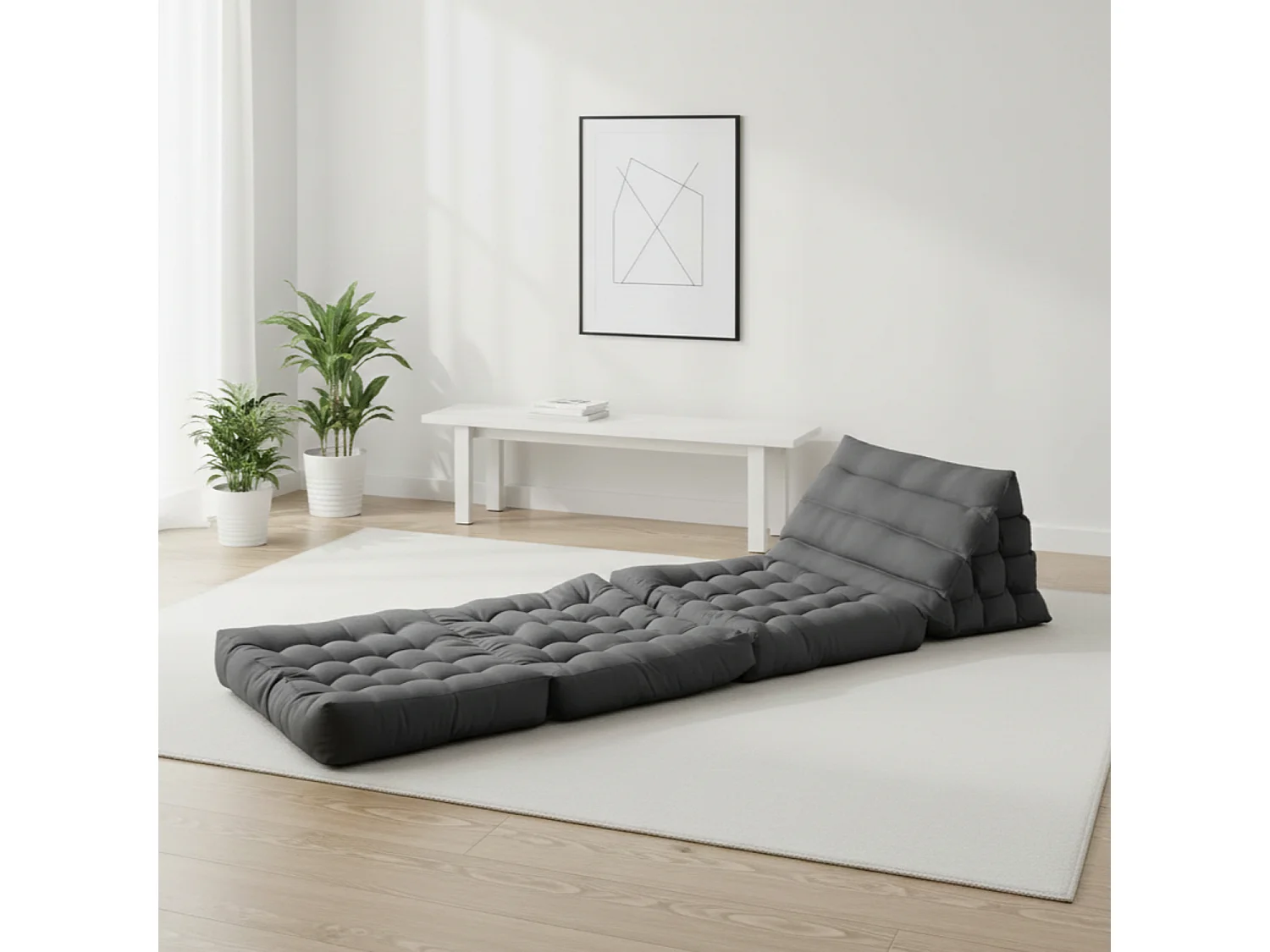 Matelas de sol modulaire 1 place en polyuréthane gris foncé