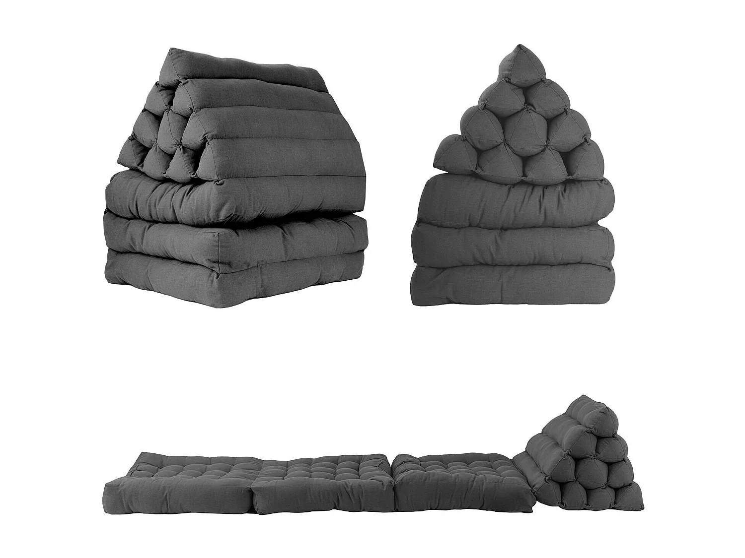 Matelas de sol modulaire 1 place en polyuréthane gris foncé