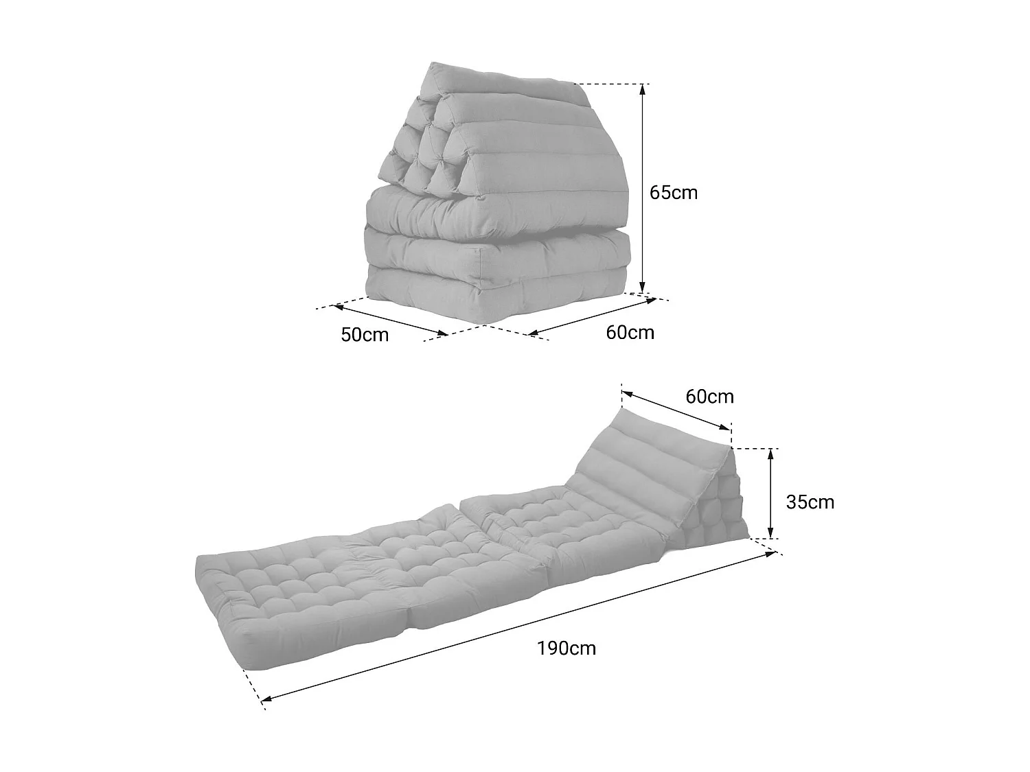 Matelas de sol modulaire 1 place en polyuréthane gris foncé