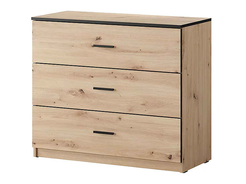 Commode 3 tiroirs Nantes noir et bois