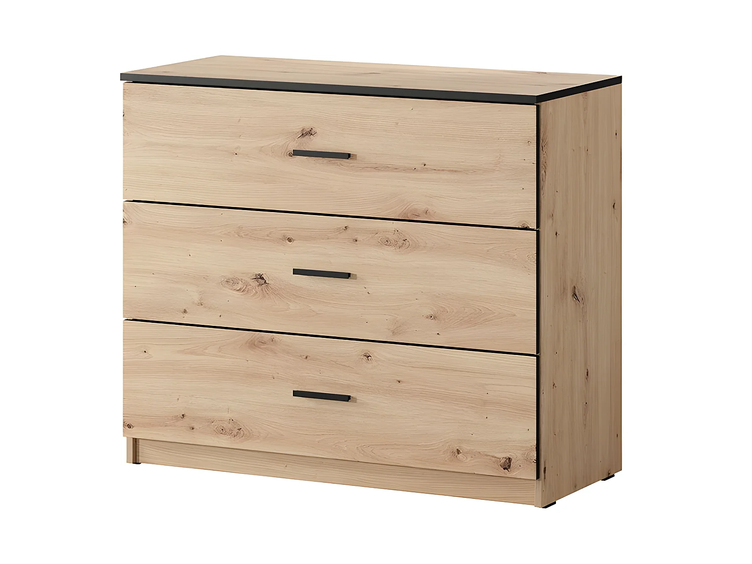 Commode 3 tiroirs Nantes noir et bois