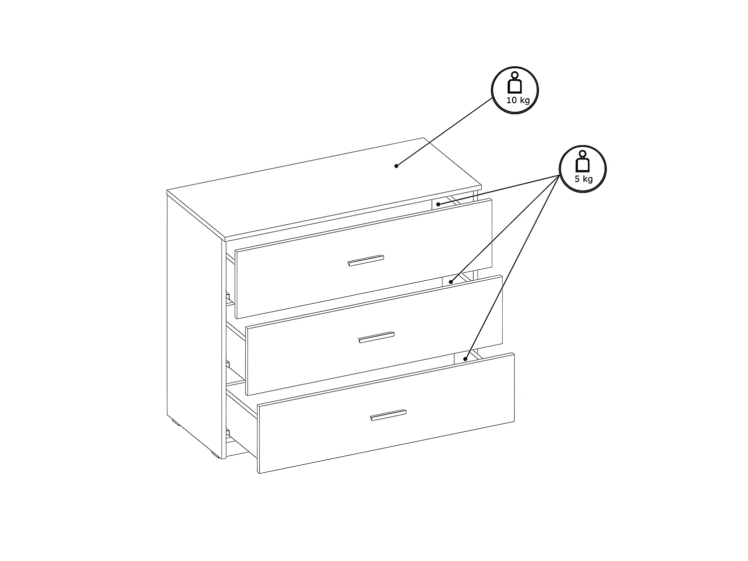 Commode 3 tiroirs Nantes noir et bois