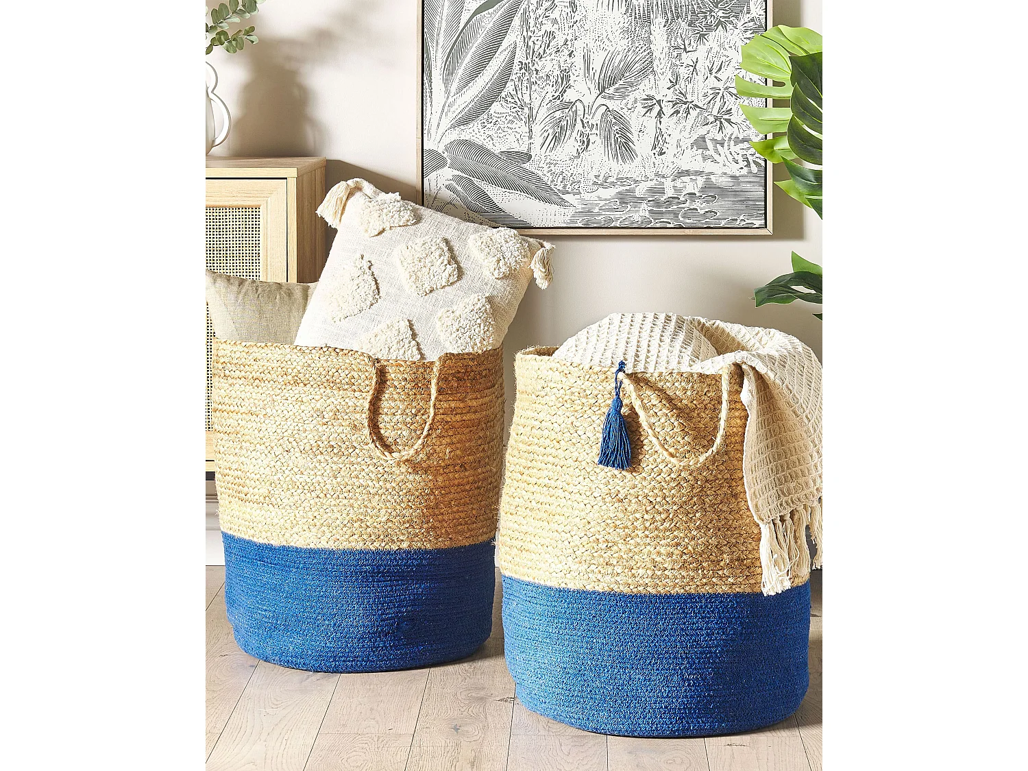 Lot de 2 paniers GAJAR Jute Bleu marine