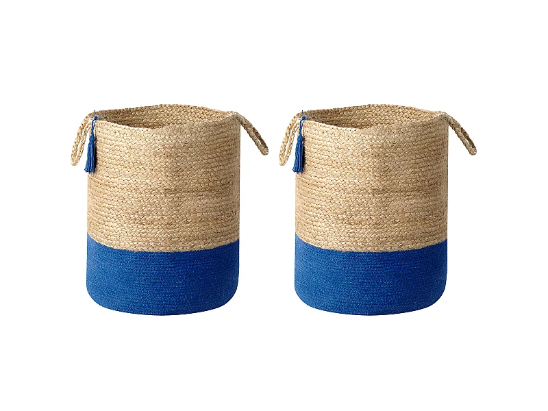 Aufbewahrungskörbe aus geflochtener Jute Baumwolle Set Natur / Marineblau Gajar