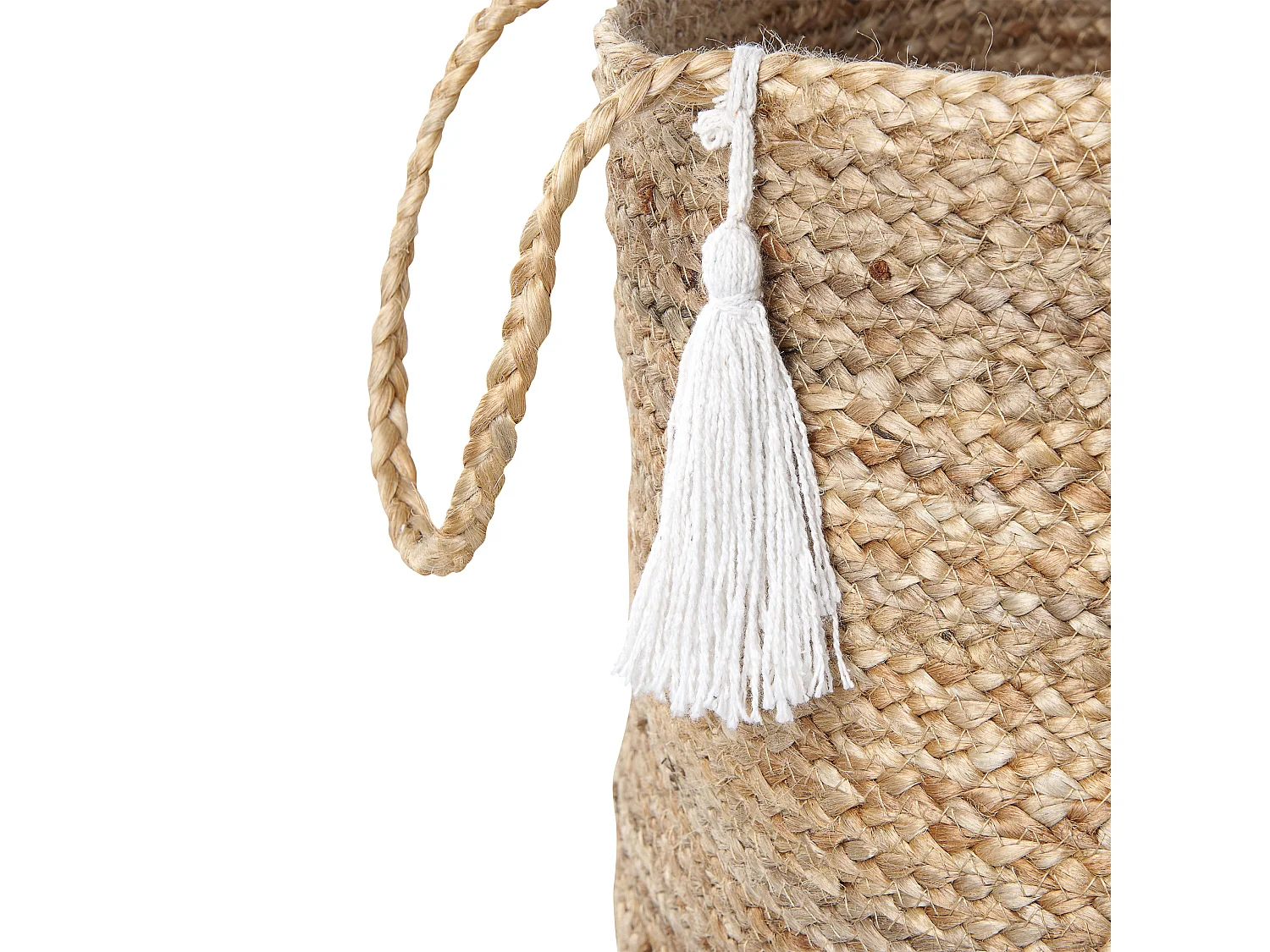 Aufbewahrungskörbe aus geflochtener Jute Baumwolle Set Weiß und Beige Gajar