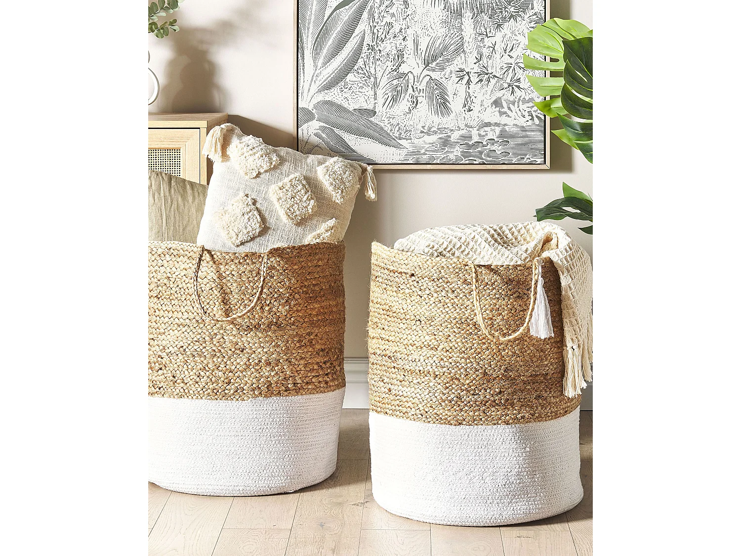 Lot de 2 paniers GAJAR Jute Blanc