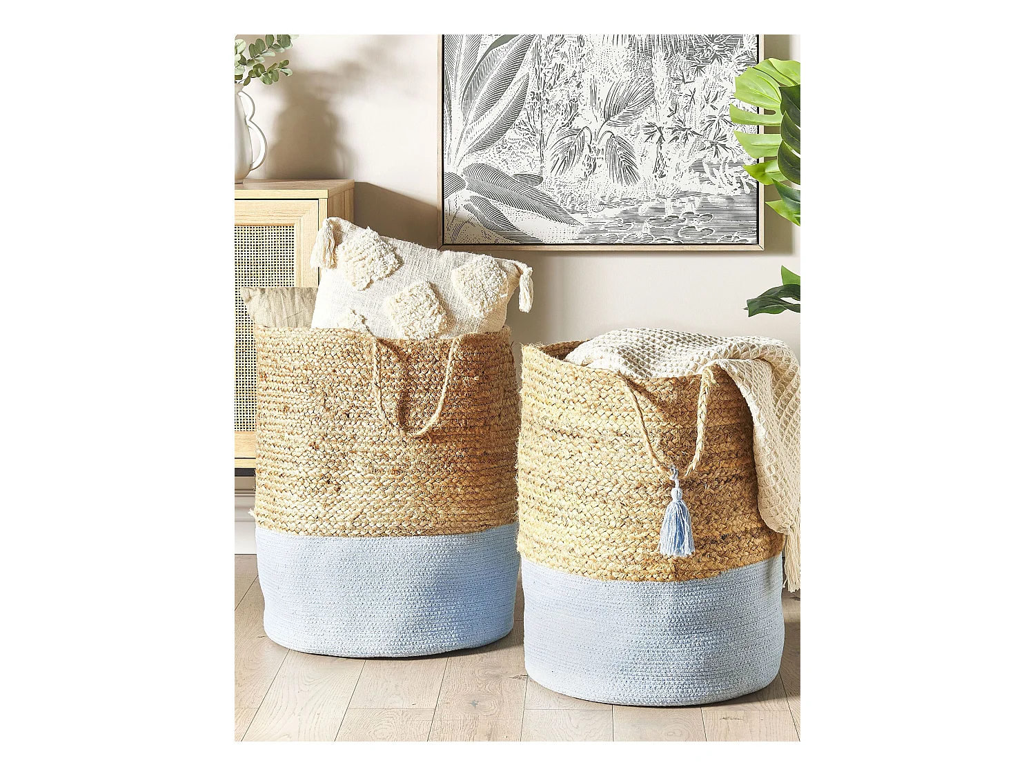 Set van 2 manden GAJAR Jute Lichtblauw