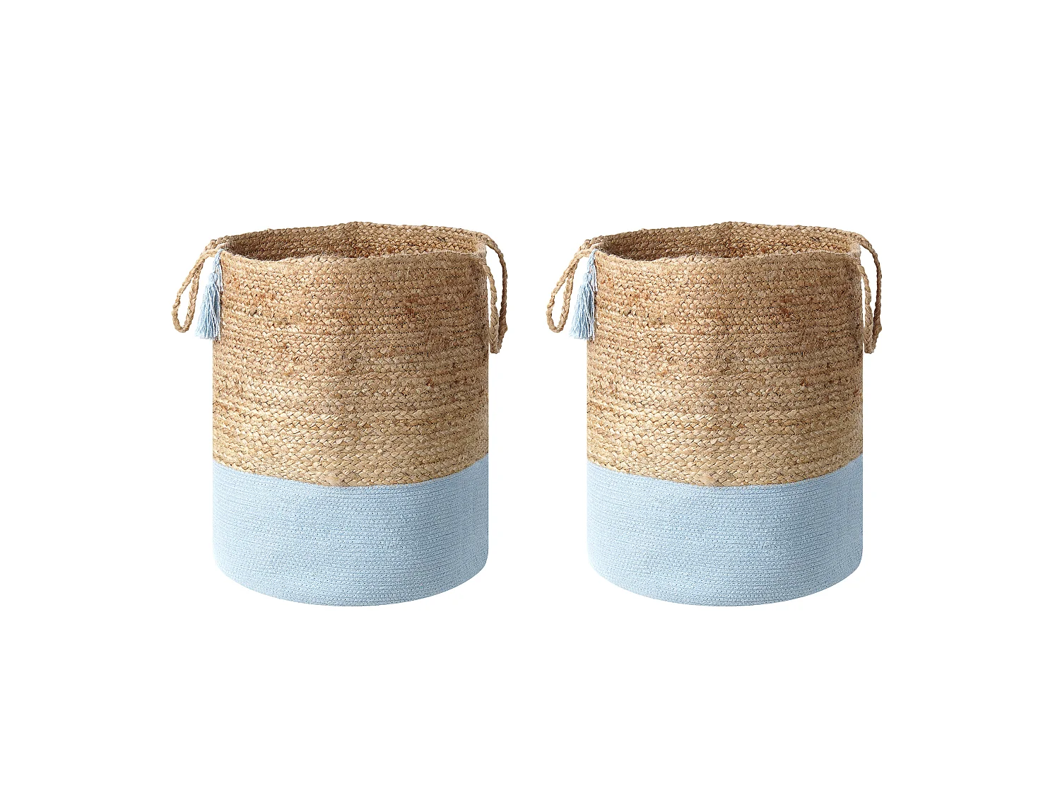 Lot de 2 paniers GAJAR Jute Bleu clair