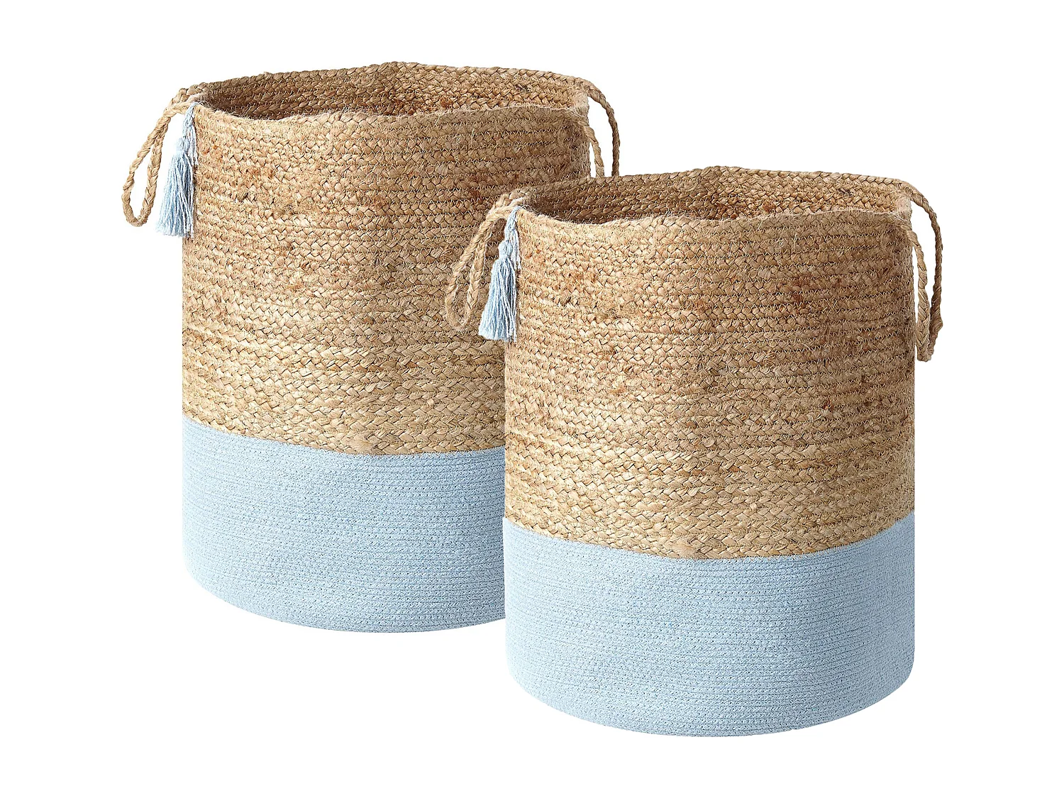 Lot de 2 paniers GAJAR Jute Bleu clair