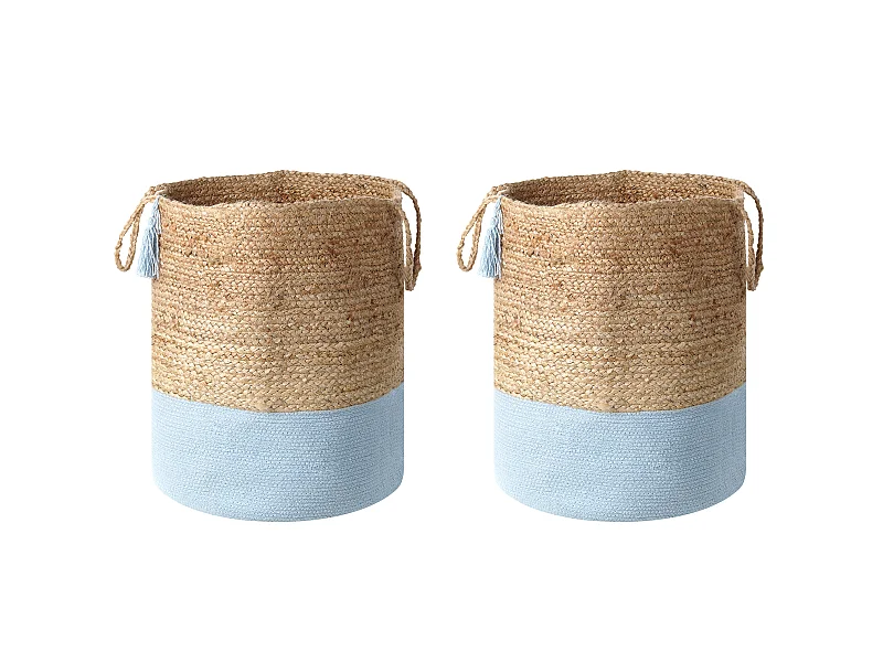 Set di 2 cestini GAJAR Iuta Azzurro