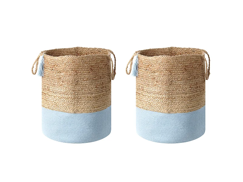 Set di 2 cestini GAJAR Iuta Azzurro