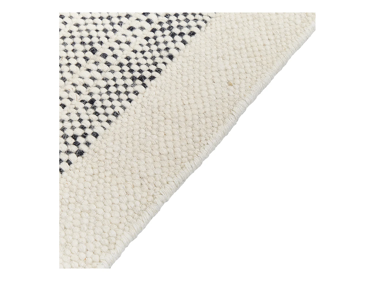 Teppich Wolle / Baumwolle weiß 80 x 150 cm Fransen schwarz handgewebt Ketenli