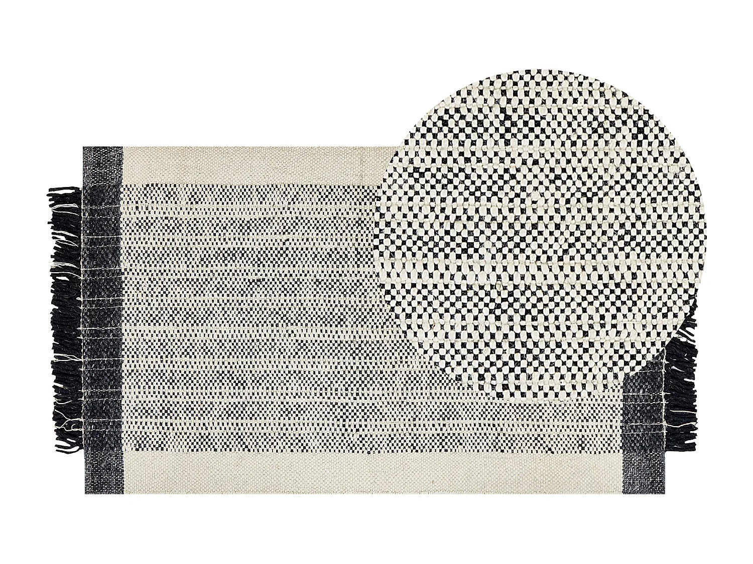 Alfombra de lana blanco crema/negro 80 x 150 cm KETENLI