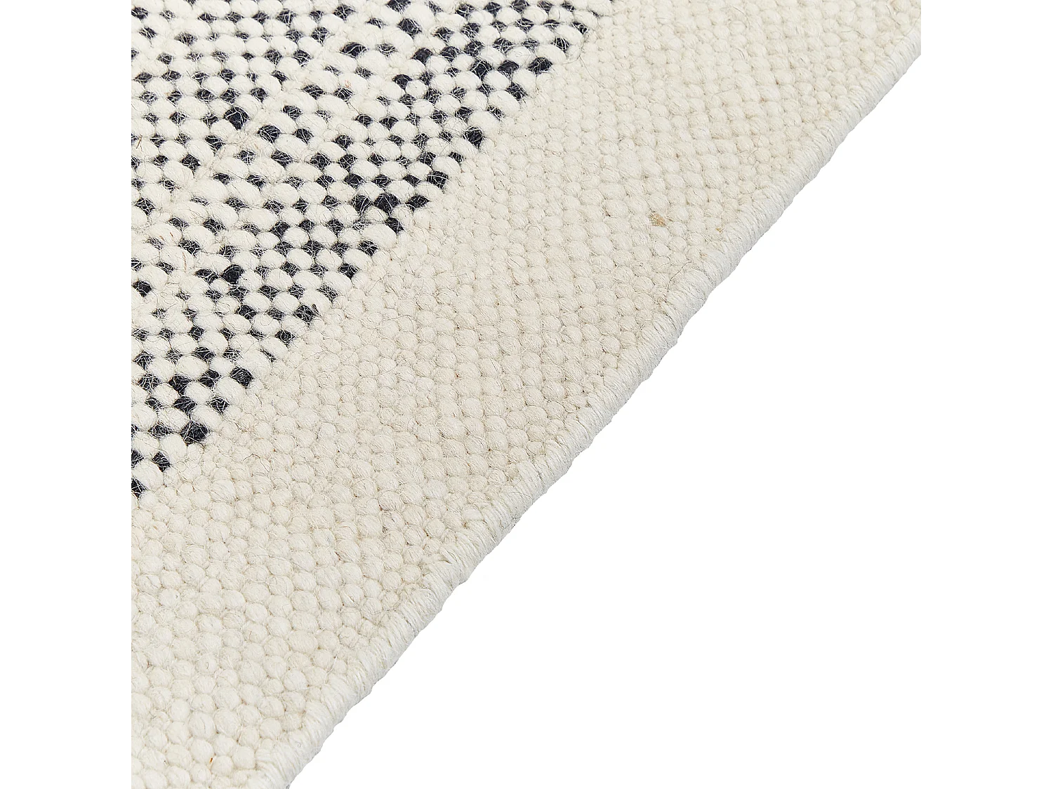 Tappeto lana bianco sporco e nero 80 x 150 cm KETENLI
