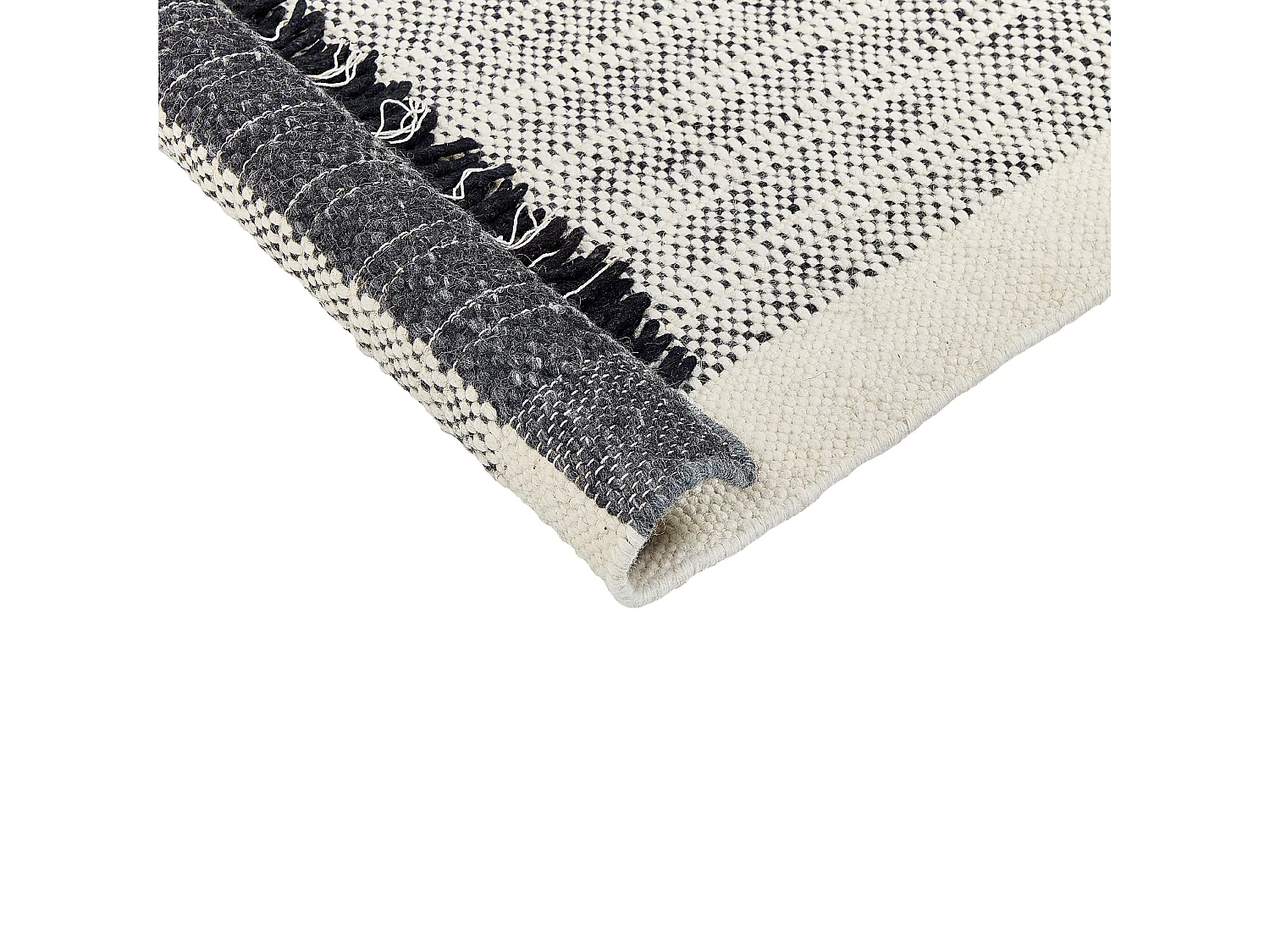 Tappeto lana bianco sporco e nero 80 x 150 cm KETENLI