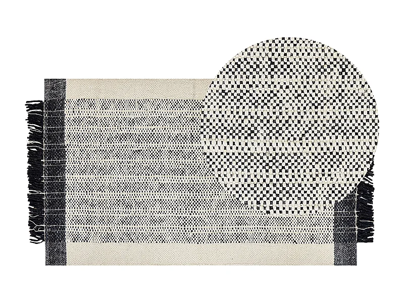 Tappeto lana bianco sporco e nero 80 x 150 cm KETENLI