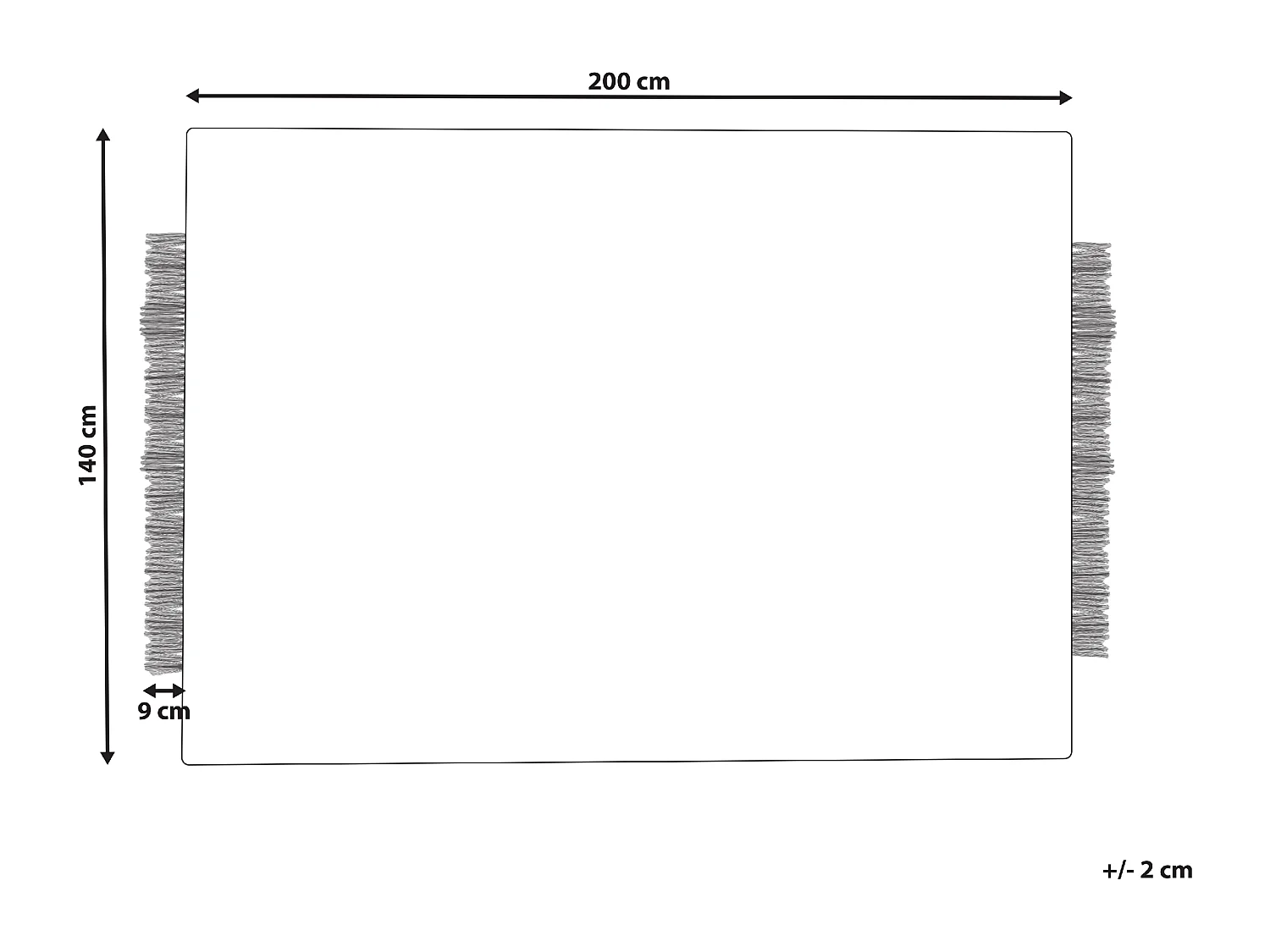 Teppich Wolle / Baumwolle weiß 140 x 200 cm Fransen schwarz handgewebt Ketenli