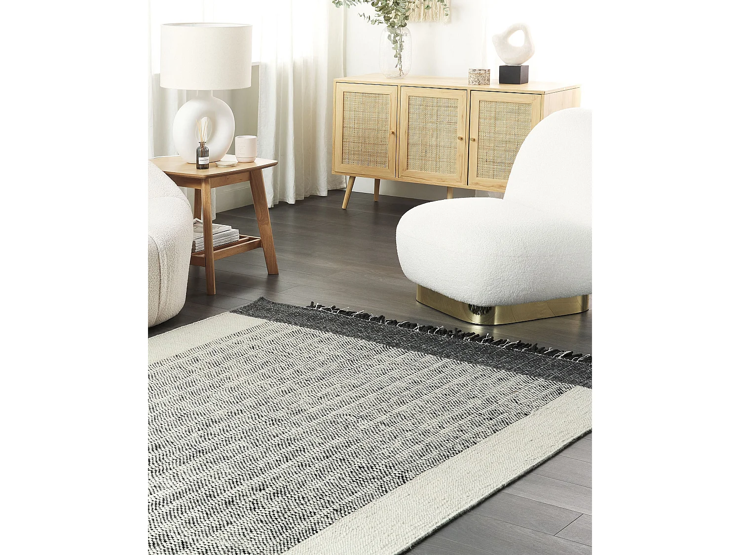 Tapis KETENLI Blanc 140 x 200 cm Laine