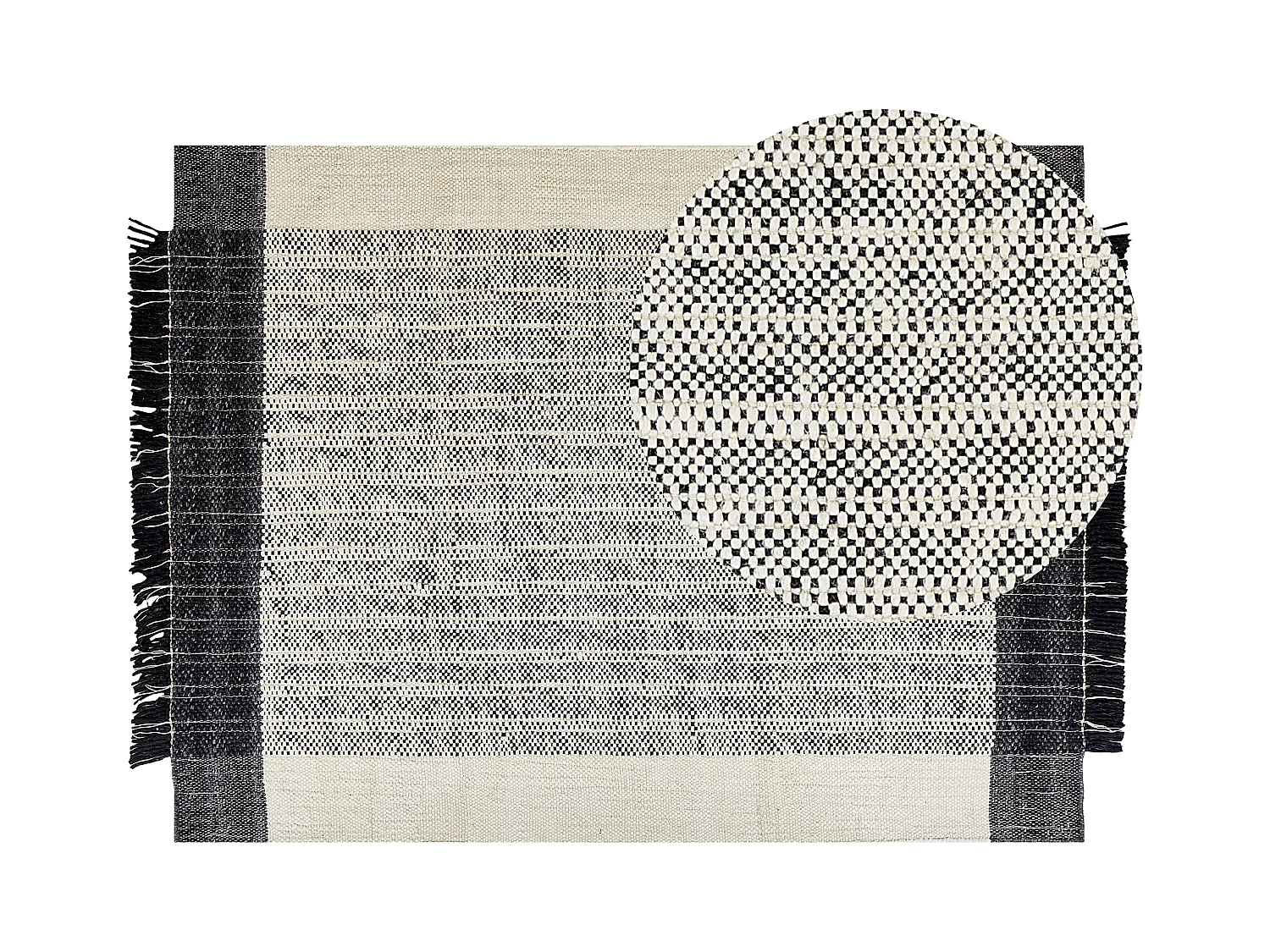 Dywan wełniany 160 x 230 cm biało-czarny KETENLI