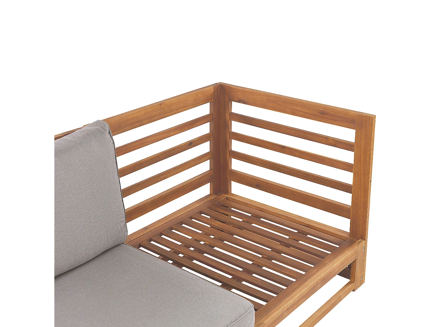 Canapé de jardin 3 places en bois d'acacia et coussins taupe TRANI