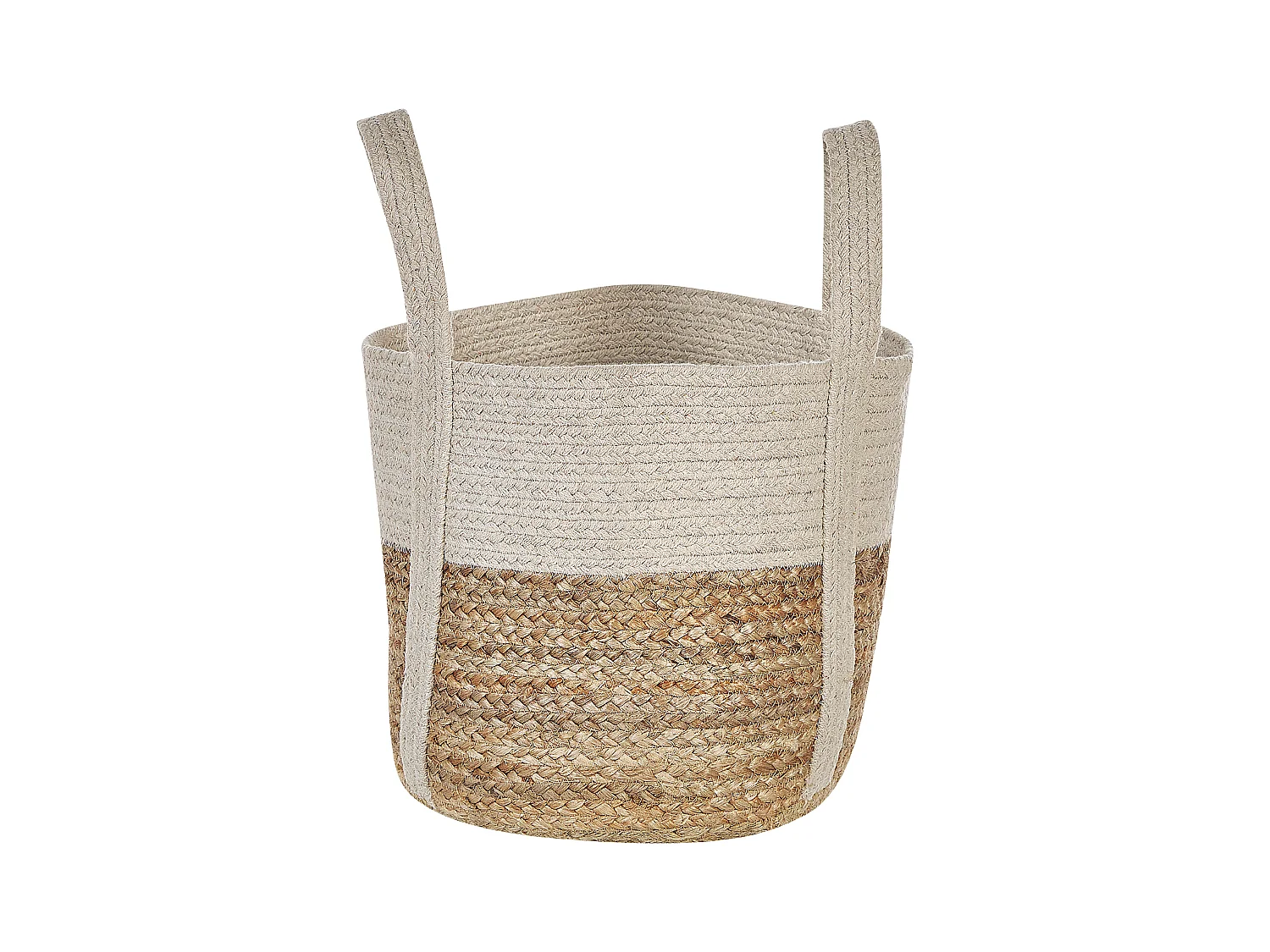 Geflochtene Jute Baumwollkorb Aufbewahrung Beige und Weiß Sonipat