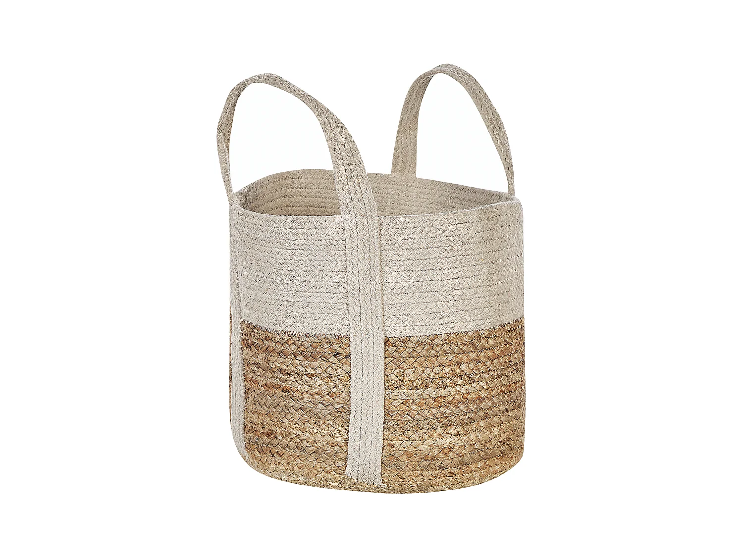 Geflochtene Jute Baumwollkorb Aufbewahrung Beige und Weiß Sonipat