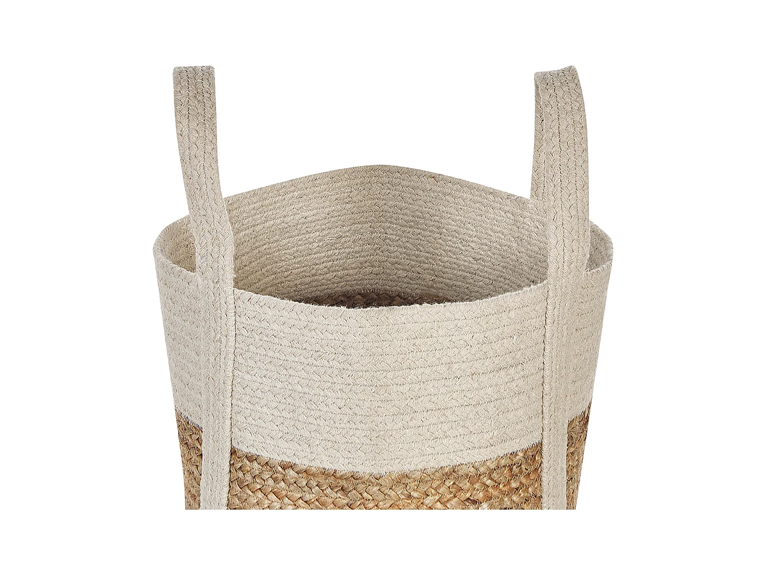 Geflochtene Jute Baumwollkorb Aufbewahrung Beige und Weiß Sonipat