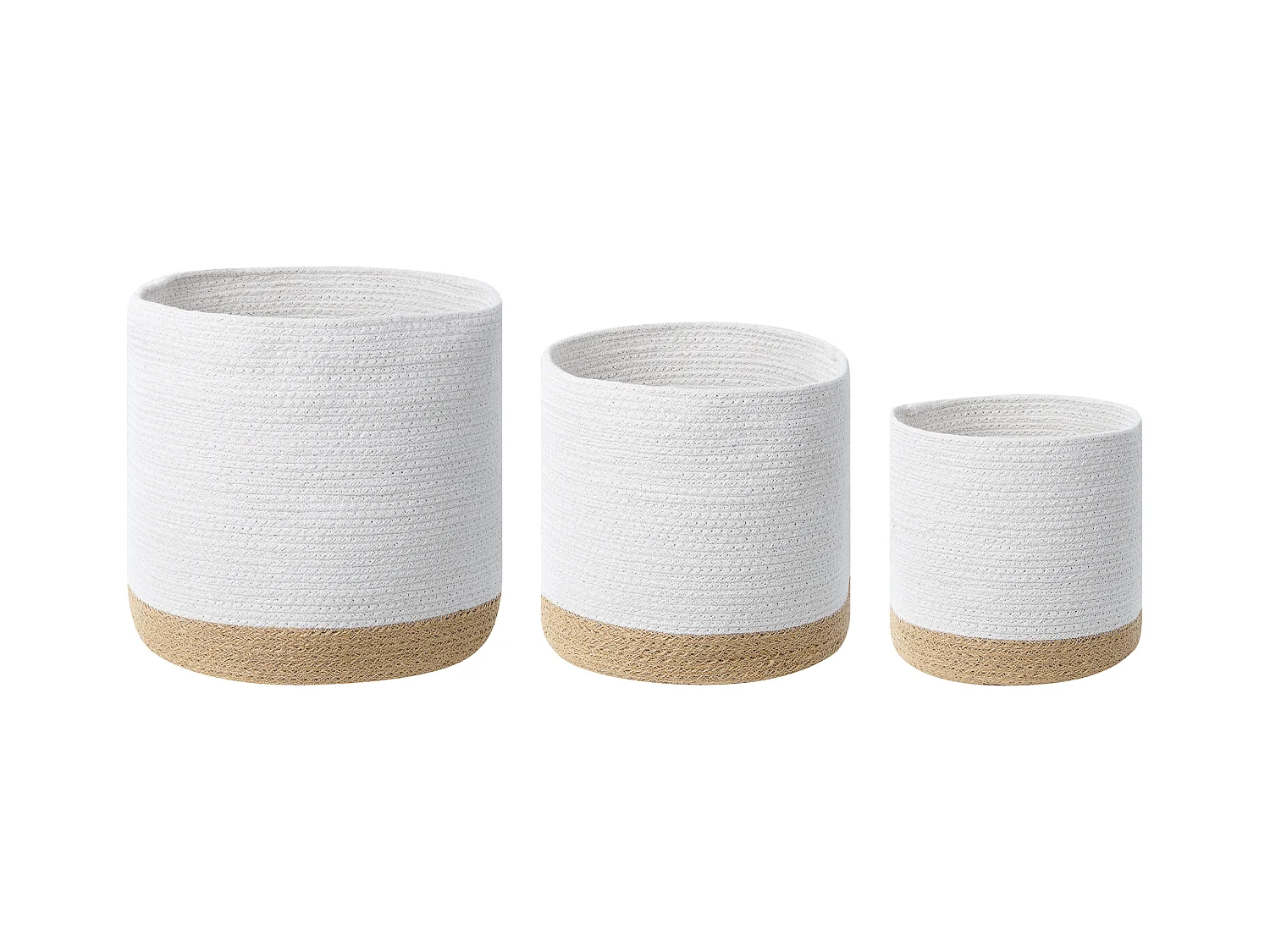 Lot de 3 paniers BASIMA Coton Blanc