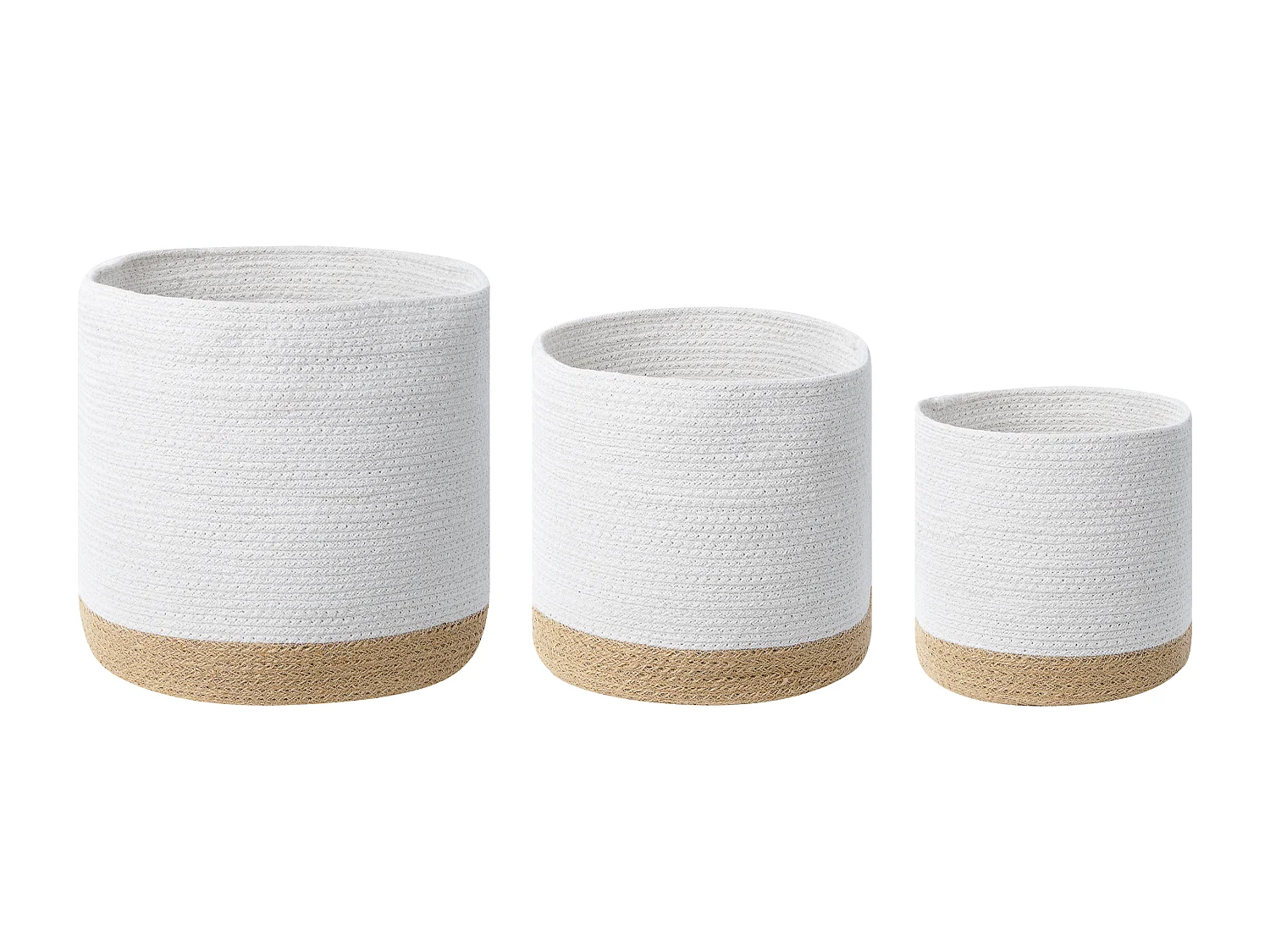 Aufbewahrungskorb 3er Set BASIMA Baumwolle Weiss