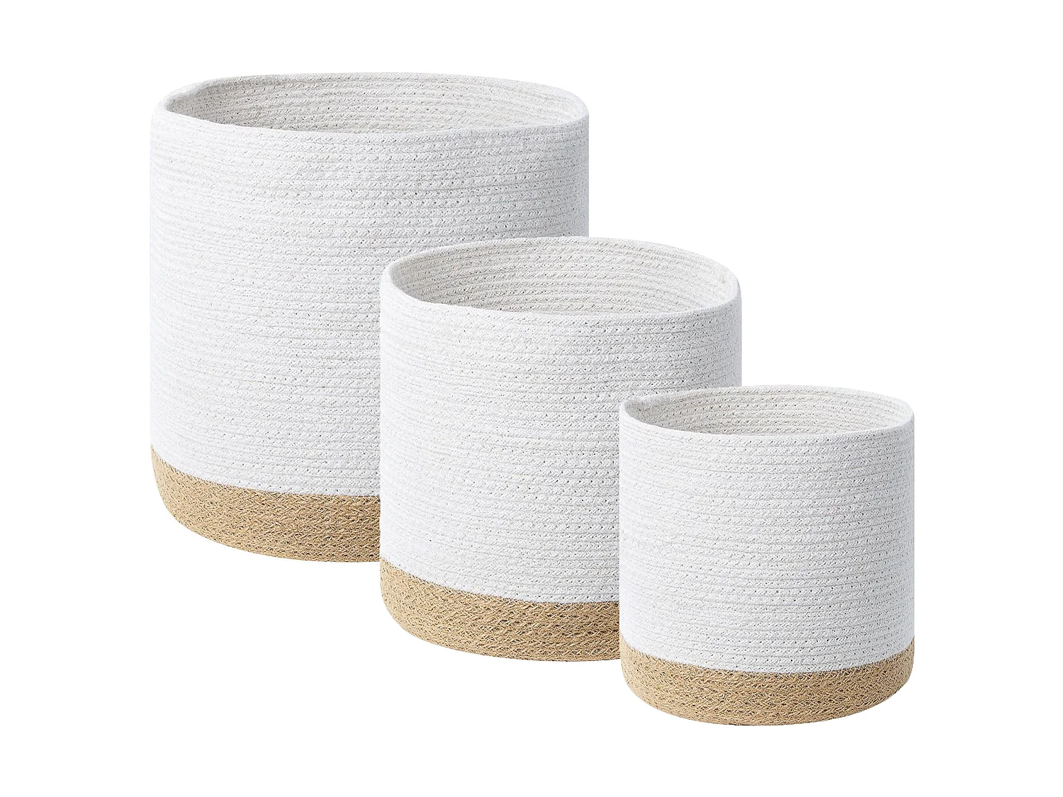 Aufbewahrungskorb 3er Set BASIMA Baumwolle Weiss