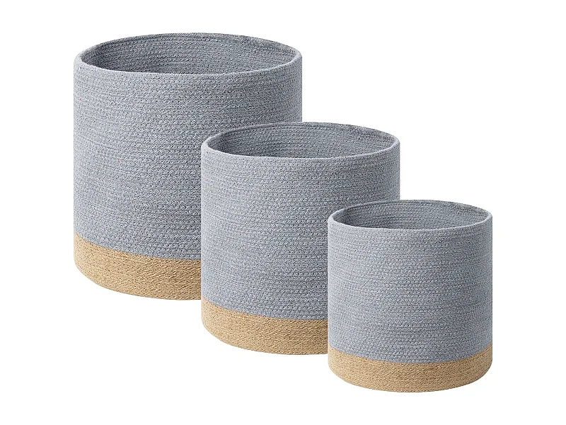 Lot de 3 paniers BASIMA Coton Gris