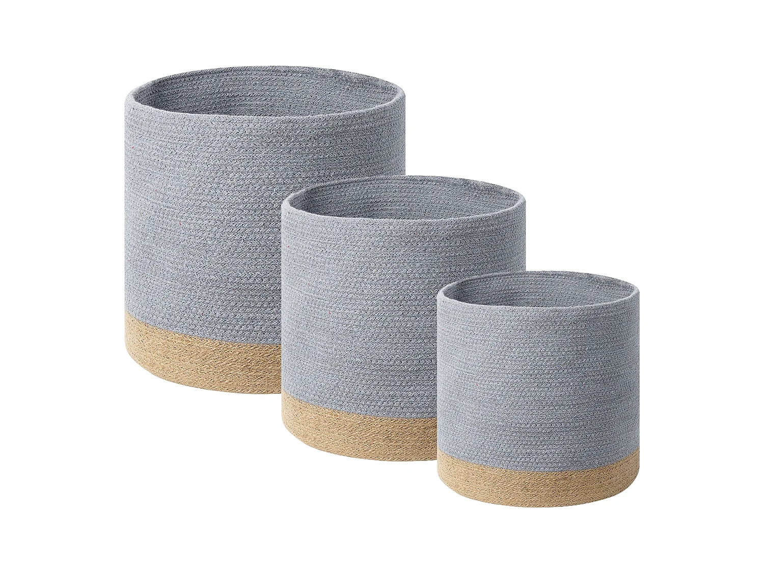 Lot de 3 paniers BASIMA Coton Gris