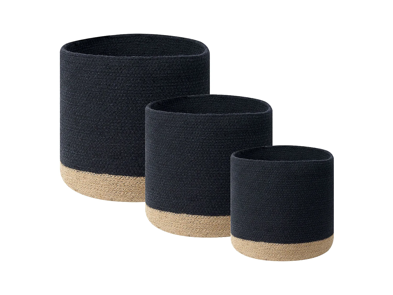 Lot de 3 paniers BASIMA Coton Noir
