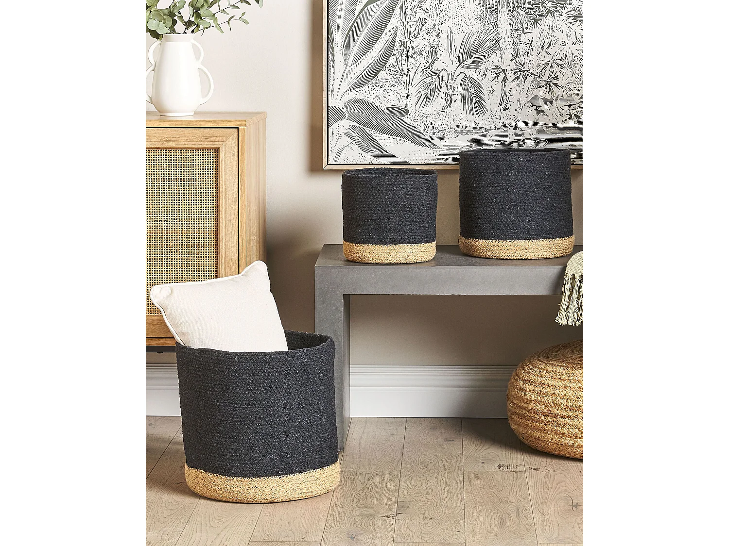 Set van 3 manden BASIMA Katoen Zwart